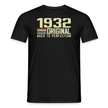 Jahrgang 1932 - Jahrgang 1932 - 92. Retro-Geburtstag - Männer T-Shirt - Schwarz - Vorne - AI Model Male 178 light (178cm)