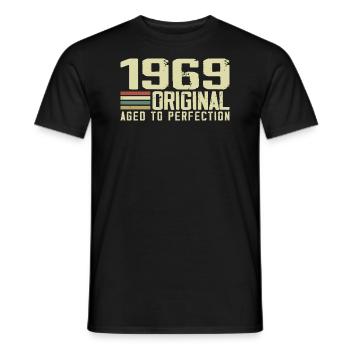 Né en 1969 - Vintage 1969 - 55e Anniversaire Rétro - T-shirt homme - noir - Devant - AI Model Male 178 light (178cm)