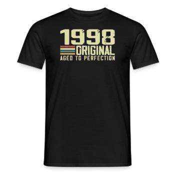 Né en 1998 - Vintage 1998 - 26e Anniversaire Rétro - T-shirt homme - noir - Devant - AI Model Male 178 light (178cm)