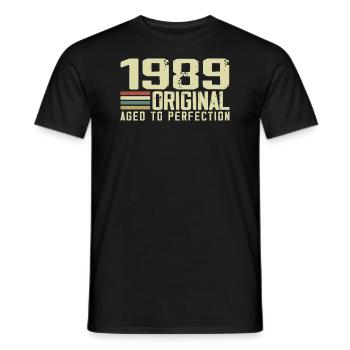 Né en 1989 - Vintage 1989 - 35e Anniversaire Rétro - T-shirt homme - noir - Devant - AI Model Male 178 light (178cm)