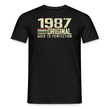 Né en 1987 - Vintage 1987 - 37e Anniversaire Rétro - T-shirt homme - noir - Devant - AI Model Male 178 light (178cm)