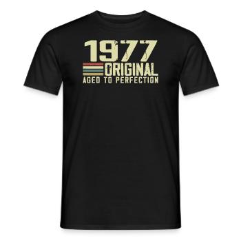 Né en 1977 - Vintage 1977 - 47e Anniversaire Rétro - T-shirt homme - noir - Devant - AI Model Male 178 light (178cm)
