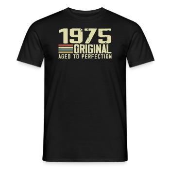 Né en 1975 - Vintage 1975 - 49e Anniversaire Rétro - T-shirt homme - noir - Devant - AI Model Male 178 light (178cm)