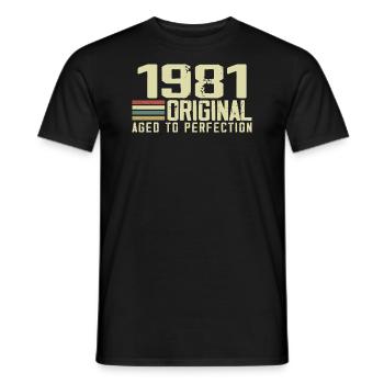 Né en 1981 - Vintage 1981 - 43e Anniversaire Rétro - T-shirt homme - noir - Devant - AI Model Male 178 light (178cm)