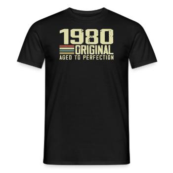 Né en 1980 - Vintage 1980 - 44e Anniversaire Rétro - T-shirt homme - noir - Devant - AI Model Male 178 light (178cm)