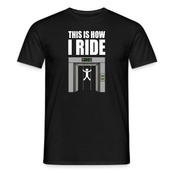 Mécanicien d’ascenseur - T-shirt homme - noir - Devant - AI Model Male 178 light (178cm)