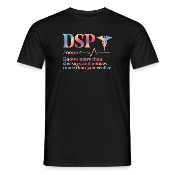 Soutien direct Infirmière DSP professionnelle - T-shirt homme - noir - Devant - AI Model Male 178 light (178cm)