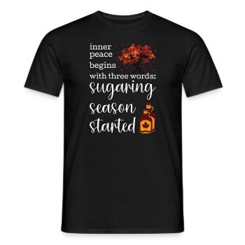 Fabrication du sirop d’érable entaillage de l’érable - T-shirt homme - noir - Devant - AI Model Male 178 light (178cm)