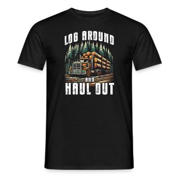 Log Truck Driver Timber Lorry Funny Logging Truck - Männer T-Shirt - Schwarz - Vorne - AI Model Male 178 light (178cm)