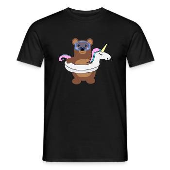 Einhorn Bär Schwimmen - Männer T-Shirt - Schwarz - Vorne - AI Model Male 178 light (178cm)