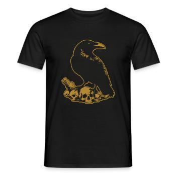 Black Mystic Raven with Skull Skull - Men's T-Shirt - black - Front - AI Model Male 178 light (178cm)