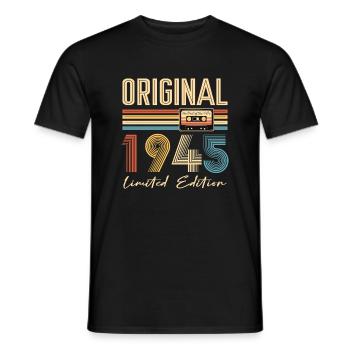 Anniversaire 80 Ans Original 1945 Cadeau Fête - T-shirt homme - noir - Devant - AI Model Male 178 light (178cm)
