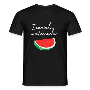 I carried a watermelon / gift - Men's T-Shirt - black - Front - AI Model Male 178 light (178cm)