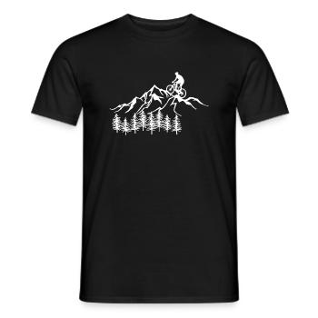 Mountain range hiking cyclist gift bike - Men's T-Shirt - black - Front - AI Model Male 178 light (178cm)