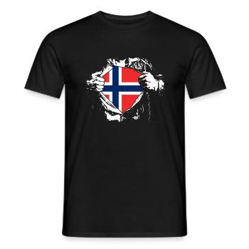 Ich liebe Norwegen - Superheld - Männer T-Shirt - Schwarz - Vorne - AI Model Male 178 light (178cm)