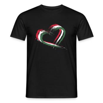Heart brush flag of Hungary - Men's T-Shirt - black - Front - AI Model Male 178 light (178cm)