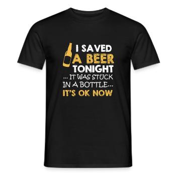 Chemise à manches de bière - T-shirt homme - noir - Devant - AI Model Male 178 light (178cm)