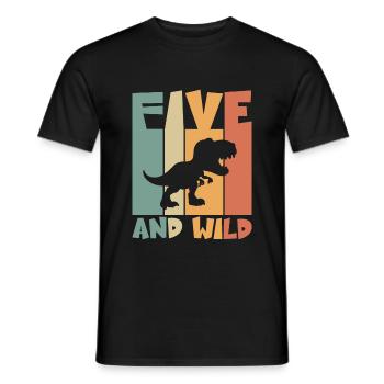 5 birthday Dino 5 years children's birthday - Men's T-Shirt - black - Front - AI Model Male 178 light (178cm)