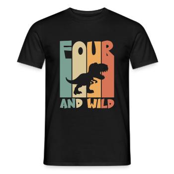 4 birthday Dino 4 years children's birthday - Men's T-Shirt - black - Front - AI Model Male 178 light (178cm)