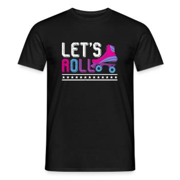 Retro Roller Skates Lets Roll - Männer T-Shirt - Schwarz - Vorne - AI Model Male 178 light (178cm)