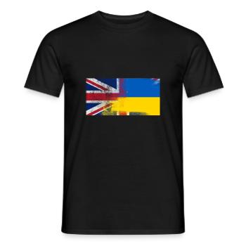Britische ukrainische Hälfte Ukraine Halb UK Flagge - Männer T-Shirt - Schwarz - Vorne - AI Model Male 178 light (178cm)
