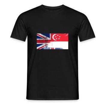 British Singaporean Half Singapore Half UK Flag - Men's T-Shirt - black - Front - AI Model Male 178 light (178cm)