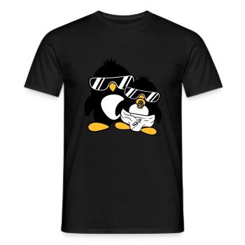 penguin father son daughter baby child pacifier win - Men's T-Shirt - black - Front - AI Model Male 178 light (178cm)