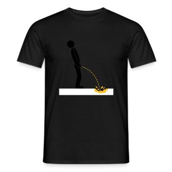 pee snow yellow winter cold ground logo in standing - Men's T-Shirt - black - Front - AI Model Male 178 light (178cm)