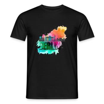 Berlin Deutschland Germany Skyline Stadt City - Men's T-Shirt - black - Front - AI Model Male 178 light (178cm)