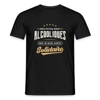 Mes potes sont alcooliques cadeau alcool apero - T-shirt homme - noir - Devant - AI Model Male 178 light (178cm)