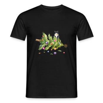 Ce n’était pas moi chat Noël - T-shirt homme - noir - Devant - AI Model Male 178 light (178cm)