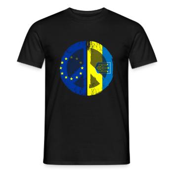 EU Flag Ukraine Flag Peace Sign - Männer T-Shirt - Schwarz - Vorne - AI Model Male 178 light (178cm)