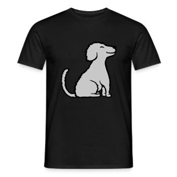 Glücklicher sitzender braver Hund - Männer T-Shirt - Schwarz - Vorne - AI Model Male 178 light (178cm)
