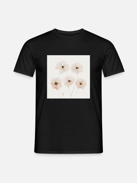 Mohn Blumen Beige Brown - Männer T-Shirt - Schwarz