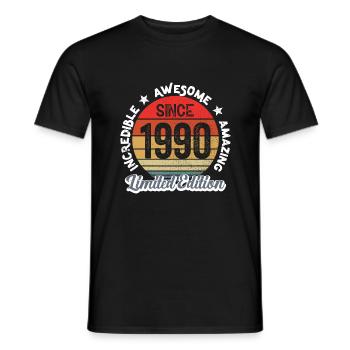 amazing since 1990 -anniversary - Men's T-Shirt - black - Front - AI Model Male 178 light (178cm)