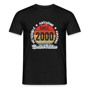 erstaunlich seit 2000 - Jubiläum - Männer T-Shirt - Schwarz - Vorne - AI Model Male 178 light (178cm)