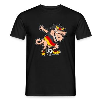 Fußballfan Tyrannosaurus T Rex Fußball Deutschland - Männer T-Shirt - Schwarz - Vorne - AI Model Male 178 light (178cm)