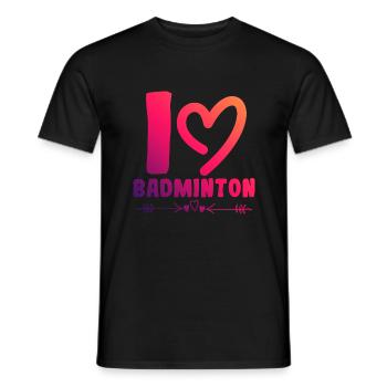 I love badminton - Men's T-Shirt - black - Front - AI Model Male 178 light (178cm)