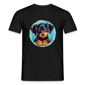 Chiot mignon - T-shirt homme - noir - Devant - AI Model Male 178 light (178cm)