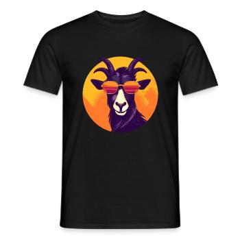 Chèvre avec lunettes de soleil, mammifère à cornes, chèvre - T-shirt homme - noir - Devant - AI Model Male 178 light (178cm)