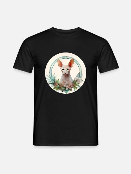 Orientalsk korthårskatt Boho-stil, elsker katter - Mænd T-shirt - sort