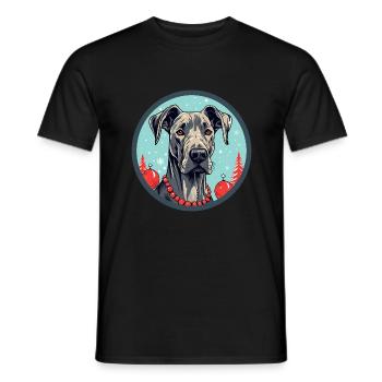 Großer Doggenhund Weihnachten, Liebeshunde - Männer T-Shirt - Schwarz - Vorne - AI Model Male 178 light (178cm)