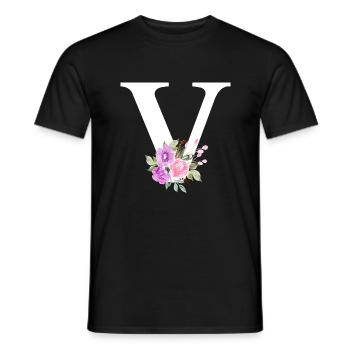Lila floraler V-Buchstabe - Männer T-Shirt - Schwarz - Vorne - AI Model Male 178 light (178cm)