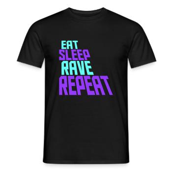 Manger dormir rave répéter nourriture sommeil corbeau disant - T-shirt homme - noir - Devant - AI Model Male 178 light (178cm)