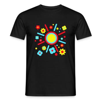 Bunte Blumen Sonne Dekorativ Peace Flower Power - Männer T-Shirt - Schwarz - Vorne - AI Model Male 178 light (178cm)