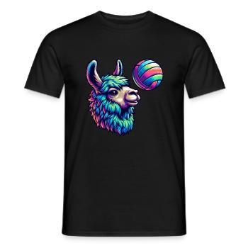 Buntes Lama Mit Ball Kunstwerk - Männer T-Shirt - Schwarz - Vorne - AI Model Male 178 light (178cm)