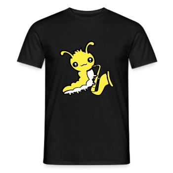 Caterpillar Saxophone Trumpet Instrument Music Hobby Cute - Men's T-Shirt - black - Front - AI Model Male 178 light (178cm)