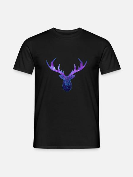 Low Poly Cosmos Deer - Men's T-Shirt - black
