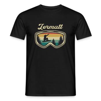 Zermatt Ski Sknowboard - Männer T-Shirt - Schwarz - Vorne - AI Model Male 178 light (178cm)