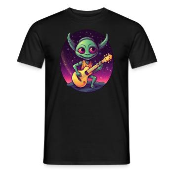 Alien-Gitarrist bei Sonnenuntergang - Männer T-Shirt - Schwarz - Vorne - AI Model Male 178 light (178cm)